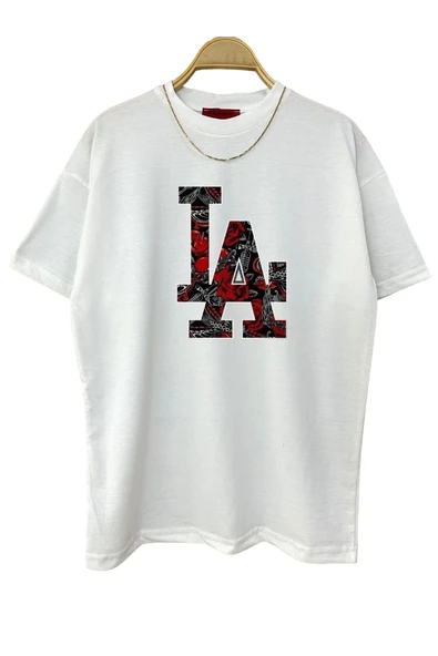Erkek LA Baskılı Oversize Tshirt ürün görseli 1