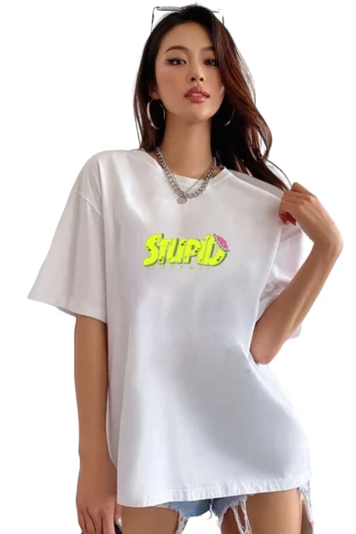 Kadın Stupid Baskılı T-shirt ürün görseli 1