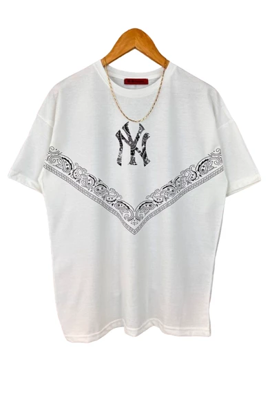 Erkek NY Baskılı T-Shirt - Resim 8