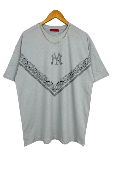 Erkek NY Baskılı T-Shirt - Resim 5