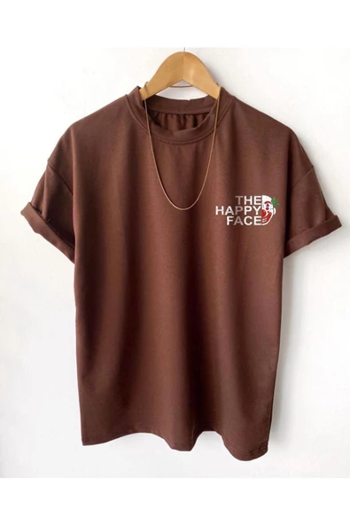 Erkek Happy Face Baskılı Oversize Tshirt ürün görseli 1