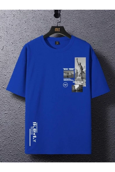 Erkek Slowly Baskılı Oversize T-shirt - Resim 6