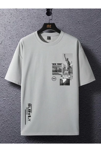 Erkek Slowly Baskılı Oversize T-shirt - Resim 3