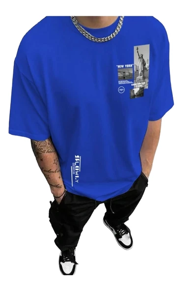 Erkek Slowly Baskılı Oversize T-shirt - Resim 2