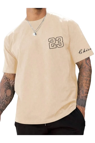 Erkek Chicago Baskılı Oversize T-shirt ürün görseli 1