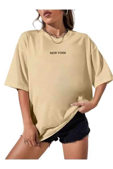 Kadın New York Baskılı Oversize T-Shirt ürün görseli 1