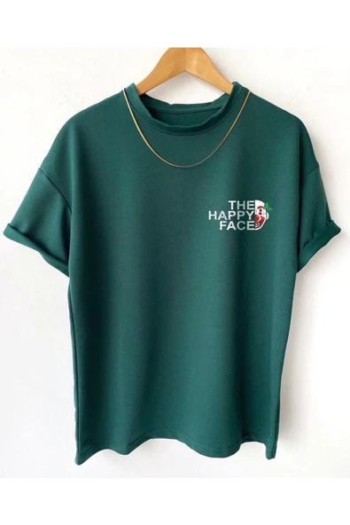 Erkek Happy Face Baskılı Oversize Tshirt - Resim 3