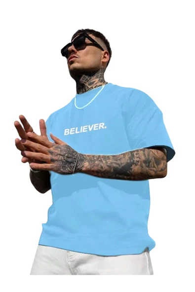 Erkek Believer Baskılı Oversize T-shirt ürün görseli 1