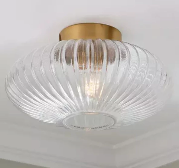 DEMET HABEK MYLİGHTS RUSTİK VİNTAGE ŞEFFAF  ELİPS CAMLI TAVAN PLOFONYER AVİZE   ÇAP 30 CM ürün görseli 1