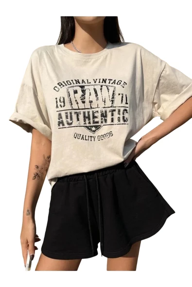 Unisex Raw Baskılı Oversize T-shirt ürün görseli 1