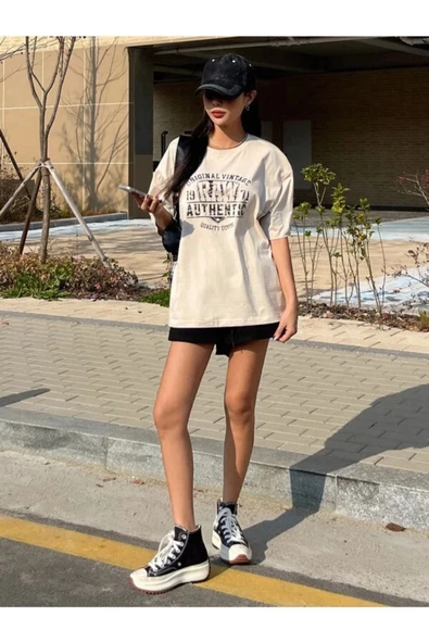 Unisex Raw Baskılı Oversize T-shirt - Resim 8