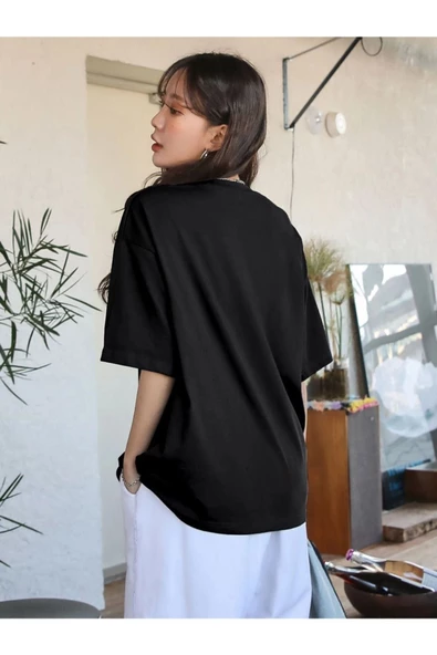 Unisex Raw Baskılı Oversize T-shirt - Resim 5