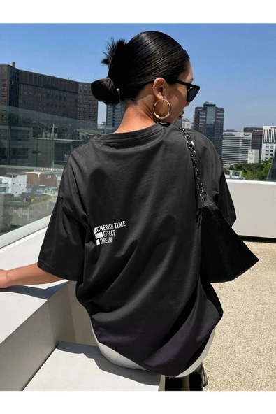 Unisex Effect Baskılı Oversize T-shirt - Resim 4