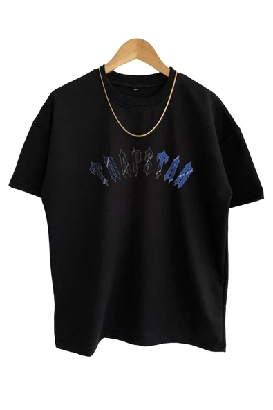 Unisex Trapstar Baskılı Oversize Bisiklet Yaka Kısa Kollu Pamuklu T-shirt ürün görseli 1