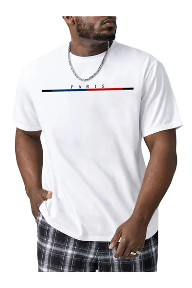 Unisex Beyaz Paris Baskılı Oversize T-shirt ürün görseli 1