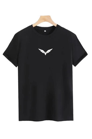 Unisex Siyah Kuş Baskılı Oversize Tshirt ürün görseli 1
