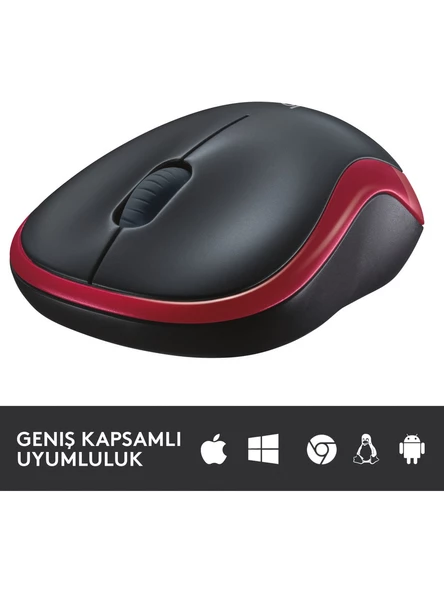 Logitech M185 910-002237 Kırmızı Optik Kablosuz Mouse - Resim 4