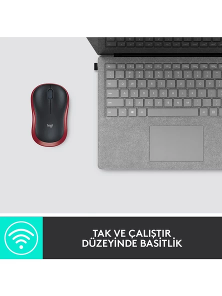 Logitech M185 910-002237 Kırmızı Optik Kablosuz Mouse - Resim 5