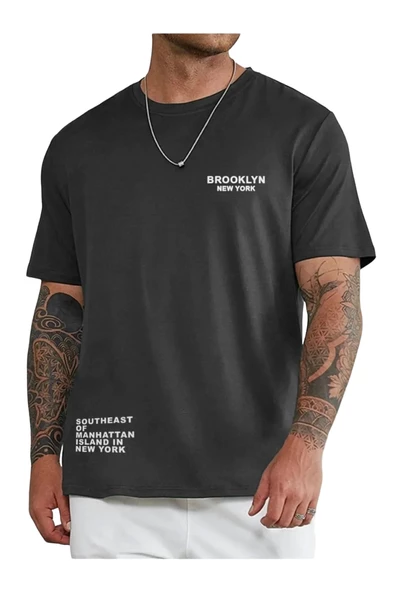 Erkek Brooklyn Ny Baskılı Tshirt - Resim 6