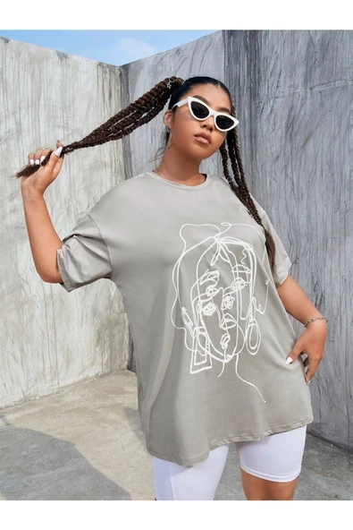 Unisex Yüz Baskılı Oversize Tshirt - Resim 12