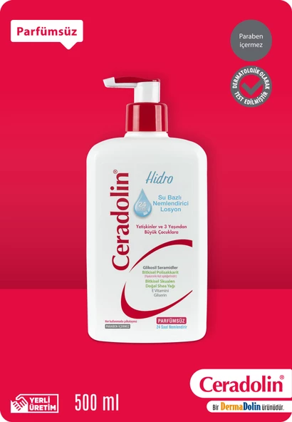 DERMADOLİN CERADOLİN HİDRO SU BAZLI NEMLENDİRİCİ LOSYON 500 ML ürün görseli 1
