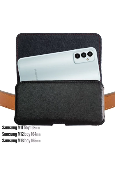 Samsung M11 M12 M13 Kılıfı Siyah Bel Çanta Kemer Kılıf Telefon Kılıfı ürün görseli 1