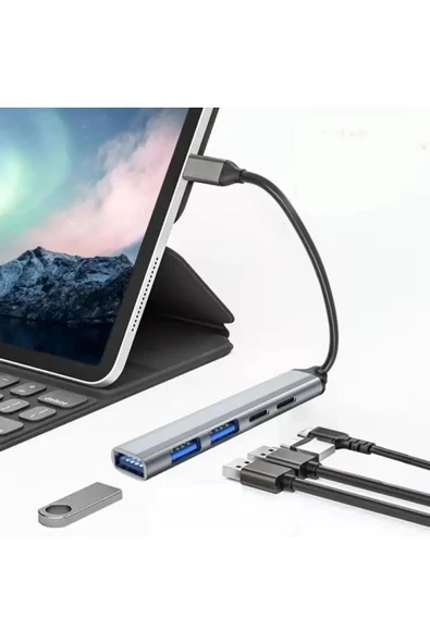 Type-C USB Çoklayıcı HUB  iPhone 15-15 PLUS-15 PRO- 15 PRO MAX Uyumlu Çevirici USB Dönüştürcü ürün görseli 1