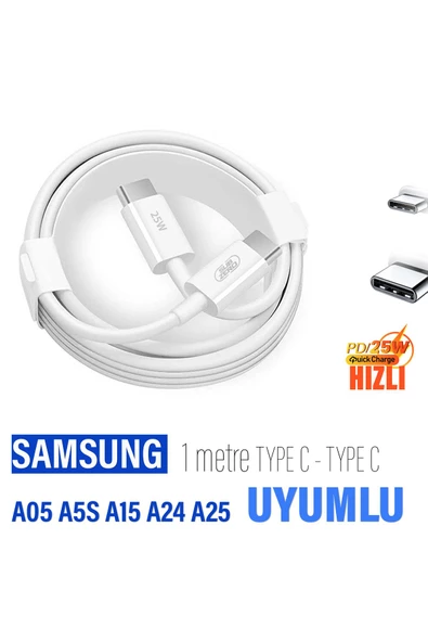 Samsung A05 A5S A15 A24 A25 HIZLI Şarj Kablosu Type-C 25W HIZLI ürün görseli 1