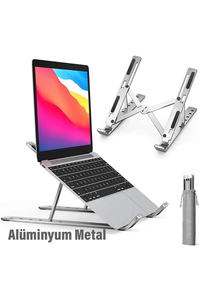 Masaüstü Laptop Notebook Dizüstü Bilgisayar Tablet Standı Katlanabilir Ayarlı Ayak Altlık Alüminyum ürün görseli 1