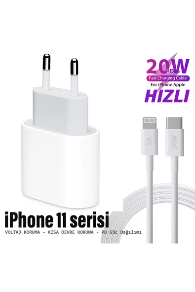 iPhone11 11 Pro 11 Pro Max Uyumlu Şarj Aleti ve Kablosu 20W HIZLI PD Type-C ürün görseli 1