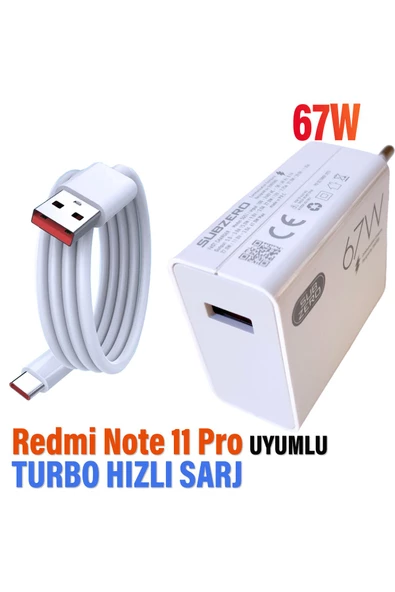 Redmi Note 11 Pro 5G Uyumlu Şarj Aleti 67W Turbo Hızlı Adaptör ve Şarj Kablosu ürün görseli 1