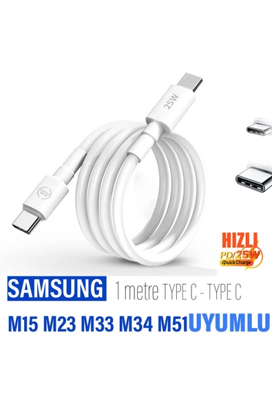 Samsung M15 M23 M33 M34 M51 Hızlı Şarj Kablosu 1m 60W HIZLI Type-C den Type-C ye ürün görseli 1