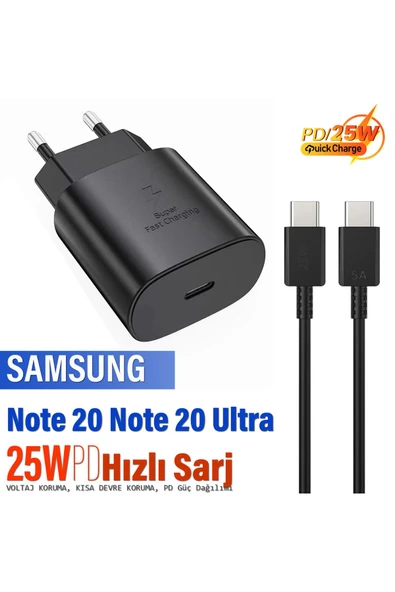 Samsung Note20 Notre 20 Ultra Şarj Aleti ve Kablosu 25W HIZLI Şarj Type C Kablo ürün görseli 1