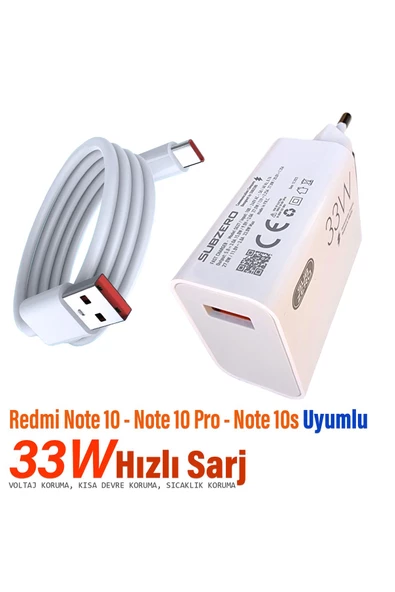 Redmi Note 10 - Note 10 Pro - Note 10S Şarj Aleti 33W HIZLI Şarj ve Kablosu ürün görseli 1