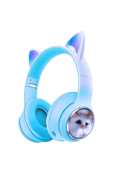 Kedi Kulaklık Bluetooh Kablosuz Kız ve Erkek Çocuklar İçin Hediye Önerisi Renkli Kedi Kulaklıklar ürün görseli 1