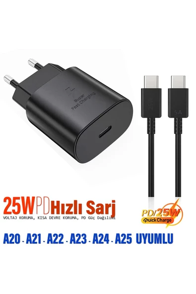 Samsung A25 Uyumlu Şarj Aleti 25W HIZLI Type-C 5A Hızlı Şarj Kablosu ürün görseli 1