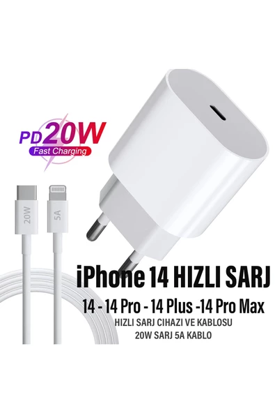 iPhone 14 Uyumlu Şarj Aleti HIZLI PD Şarj Cihazı Apple iPhone 14 Pro 14 Plus 14 Pro Max 20W HIZLI ürün görseli 1