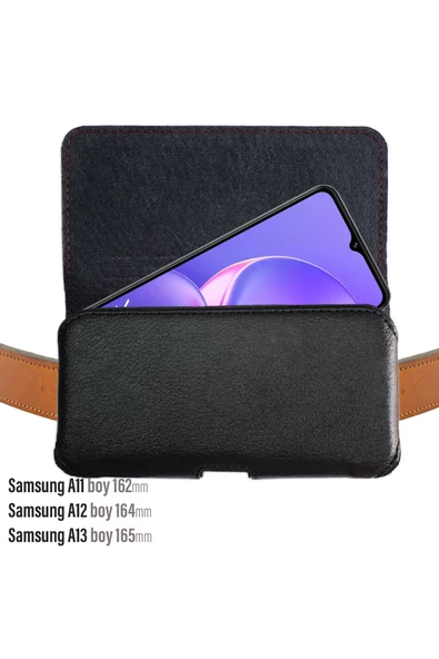 Samsung A11 A12 A13 Uyumlu Kılıf Siyah Bele Takılan Çanta Kemer Kılıfı ürün görseli 1