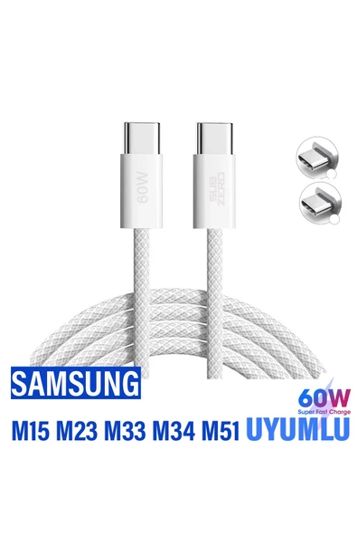 Samsung M15 M23 M33 M34 M51 Hızlı Şarj Kablosu Type-C den Type-C ye Şarj Kablosu ürün görseli 1