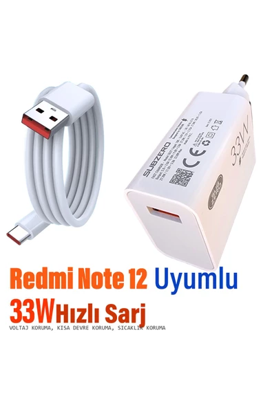 Redmi Note 12 Şarj Aleti 33W HIZLI Şarj Adaptör ve Kablosu ürün görseli 1
