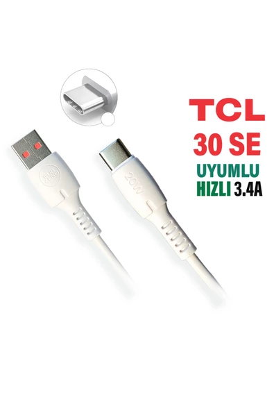 TCL 30 SE Şarj Kablosu USB - TYPE-C 3.4A HIZLI TCL 30SE Şarj Aleti Kablosu uyumlu ürün görseli 1