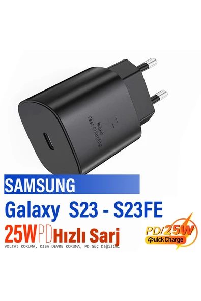 Samsung S23 - Samsung Galaxy S23 FE Şarj Aleti 25W HIZLI Type C PD Şarj Cihazı Tek Başlık ürün görseli 1