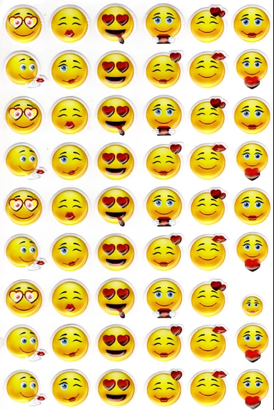 Sticker Kabartmalı A4 Boyutunda Stiker Defter, Planlayıcı Etiket-(lim091) - Emoji Aşk ürün görseli 1