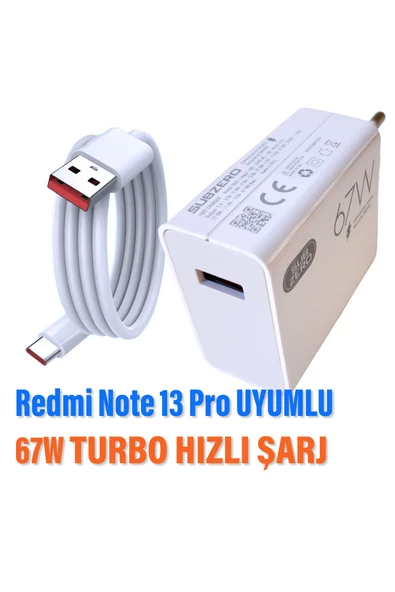 Redmi Note 13 Pro Uyumlu 67W Turbo Hızlı Şarj Aleti ürün görseli 1