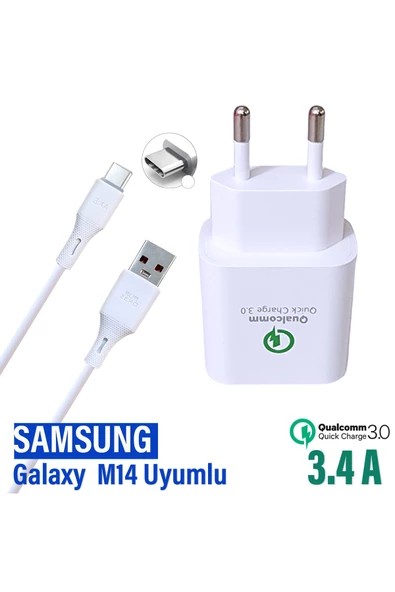 Samsung Galaxy M14 5G Uyumlu Hızlı Şarj Aleti Type-C Adaptör 18W ve Şarj Kablosu ürün görseli 1