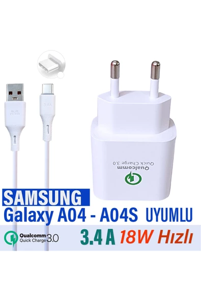 Samsung A04 - A04s Şarj Aleti 18W HIZLI Şarj Adaptörü ve Type-C Kablo ürün görseli 1