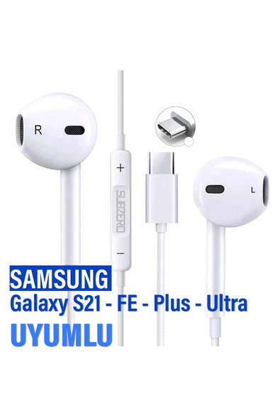 Samsung S21 - S21 FE - S21 Ultra - S21 Plus Kulaklık Kablolu Type C Mikrofonlu Kulaklık ürün görseli 1