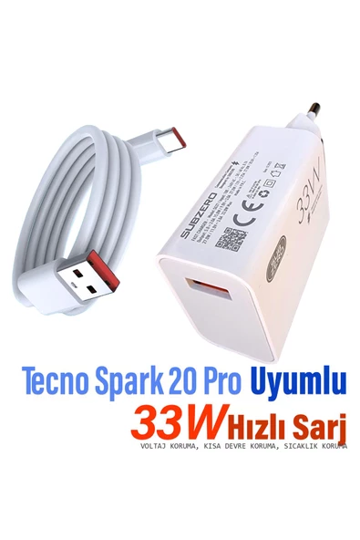 Tecno Spark 20 Pro Şarj Aleti 33W HIZLI Şarj ve 5A Kablosu ürün görseli 1