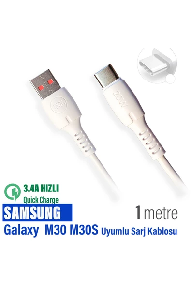 Samsung Galaxy M30 - M30S Şarj Kablosu USB - TYPE-C 3.4A 20w ürün görseli 1