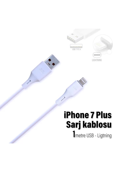 iPhone 7 Plus Şarj Kablosu  3.4A USB - Ligtning ürün görseli 1